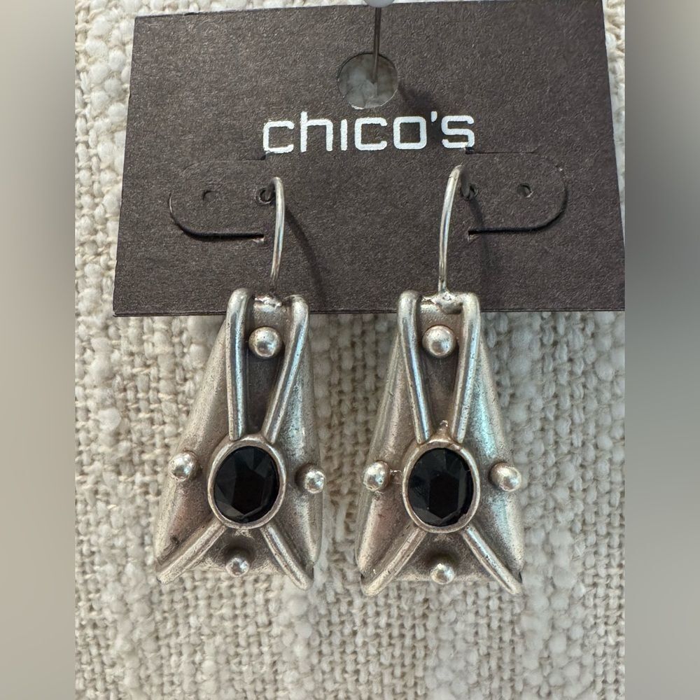 0227-Chico's Silver and‎ Black Earrings